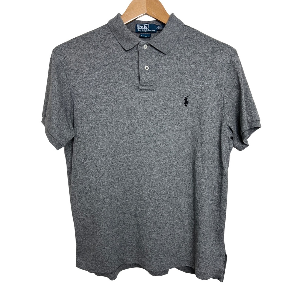 Polo Ralph Lauren Polo Mens Large Gray Custom Fit Short Sleeve Embroidered E28 - Picture 2 of 12